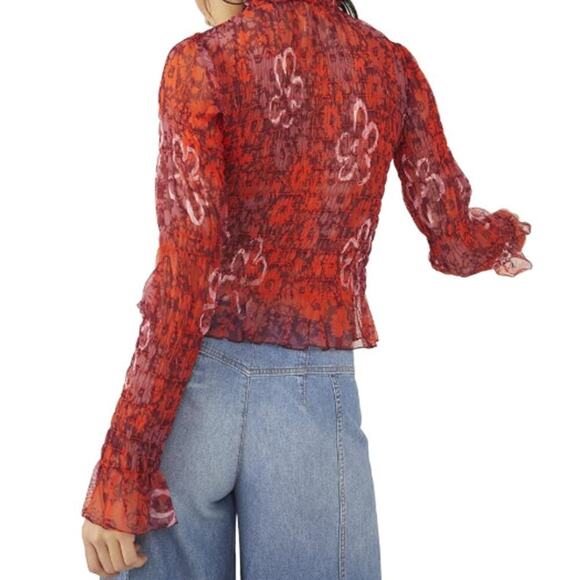 NWT Free People Women's Maroon Combo Hello There Top Size M - Picture 2 of 6